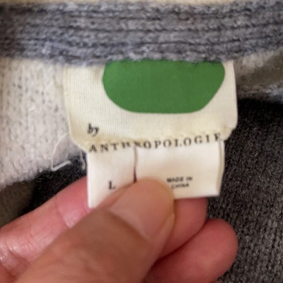 Anthropologie Alpaca Wool Blend Moto Knit Jacket Asymmetric Zip Gray Cream-Large - Picture 10 of 12